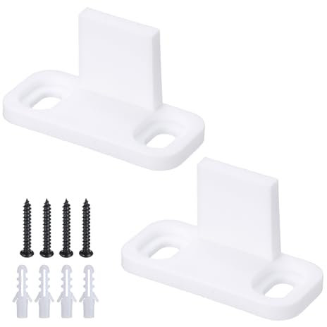 QUARKZMAN 2pcs Grange Porte Sol Guide, POM Universel Coulissant Grange Porte Quincaillerie, Plat Bas Piste Guide Balançoire Butée pour Contourne Placard Poche Portes Non-Fendu, Blanc