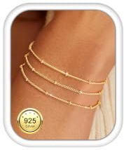 ORAZIO Armband Damen Silber 925 Gold Roségold Armkette Verstellbare | Armbänder Damen Mit 3 Lagen Kugelketten 16,5 CM Plus 5 CM Verlängerung Hypoallergen Wasserfest Anlaufbeständig Damenschmuck