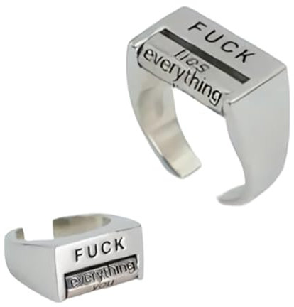 Generisch Creative Fu*K Rotatable Mood Control Ring, Fuck You Me Fuck Everything Spinner Ring Fidget Rings, Adjustable Fu*k Anxiety Ring Inspirational Statement Jewelry Gifts for Women Men