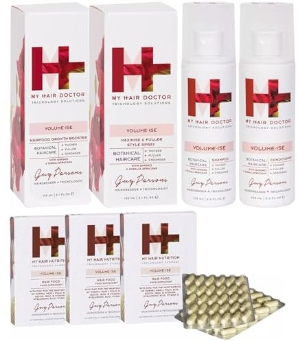 My Hair Doctor Hair Repair Treatment kit Set Vegan Multi Vitamins Supplements 3x 60 Capsules 1x 200ml Conditioner 1x 250ml Shampoo 1x 150ml Hairfood Growth Booster 1 x Maximise And Fuller Style Spray