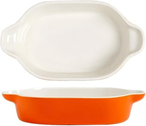VZXATYOP Plato De Cerámica For Hornear, Plato Hondo For El Hogar, Plato Rectangular For Microondas, Plato For Hornear(Orange)