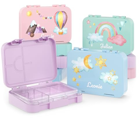 Bärenwerke RB MB 2115 Personalisierte Kinder Brotdose mit Name - Lunchbox mit Fächern und Unterteilung - Geschenkidee