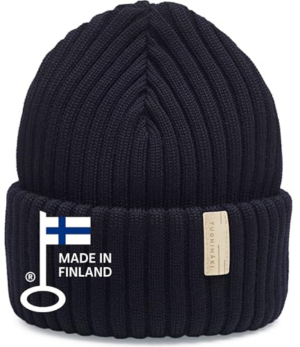 TUOHIMÄKI Merino Mütze aus 100% Merinowolle – Made in Finnland – Beanie Herren & Beanie Damen – Warme Wintermütze Herren – Weiche Strick Mützen Damen – Schwarze Premium Herren Mütze Winter, One Size