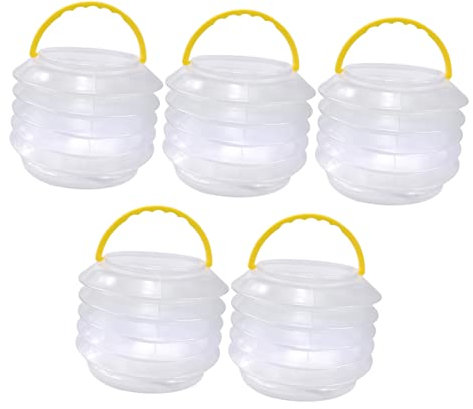 LALAFINA 5sets Portable Brush Washing Bucket Plastic Pen Wash Bucket Handles for Watercolor Paint Easy to Clean Store for Artists Camping Outdoor Activities