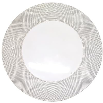 Stylish 33cm Silver Checkered Glass Charger Plate – Round Underplate Ideal for Weddings, Parties, Anniversaries, Birthday Party, Tableware and Catering Events - 1 Pc
