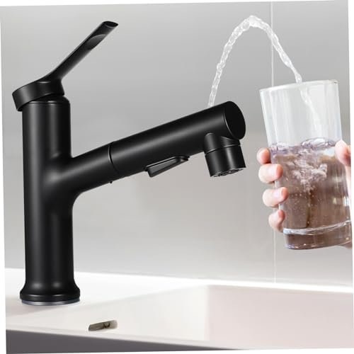 Veemoon 360° Kitchen Sink Mixer Tap Pull Down Sprayer Black Stainless Steel Single Handle Faucet Three Function Water Tap for Kitchen and Bathroom