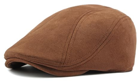 HIQIU Optik-Wildleder Schiebermütze Herren Barett Cap - Vintage Schirmmütze Herren Flat Cap Damen Freizeit Newsboy Cap Baskenmütze