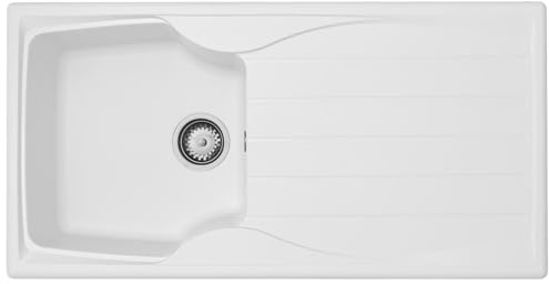 Liquida CMP10WH 1.0 Bowl Reversible White Kitchen Sink and Waste Kit