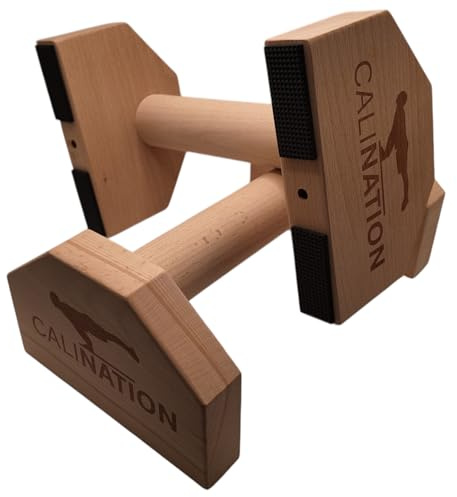 Calination® Parallettes aus Buchenholz – Profi Liegestützgriffe & Handstandtrainer – Rutschfest, ergonomisch & stabil – Für Calisthenics, Fitness & Turnen