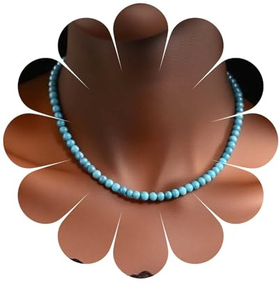 Cybche Vintage Bead Türkis Choker Halskette Blau Edelstein Perlen Halsketten Ethnisch Türkis Anhänger Halskette Blau Stein Halsketten Perlen Statement Imitation Edelstein Schmuck Für Frauen