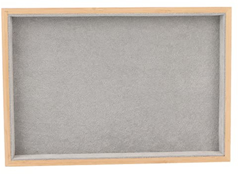 Hiraith Smyckesbricka i trä Elegant Reptålig, Multifunktionsdisplaybricka för örhängen Halsband Armband, Klassisk Sammetsfoder, 14,0 X 9,6 X 1,2 Tum (Grå)