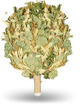 Premium Saunabesen aus blühender Linde – mit Lindenblüten – traditioneller Besen für Sauna & Banja – naturbelassen – aromatisch – Saunazubehör aus Lindenzweigen. Ernte 2025 (1)