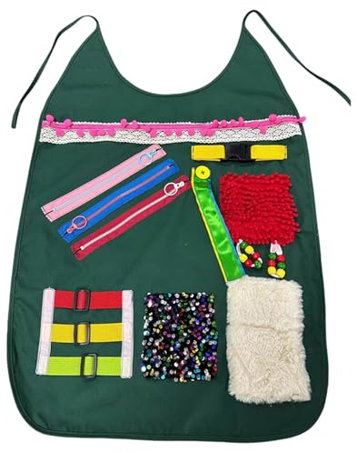 Tablier D'activité Fidget Aid - Tissu D'entraînement Tactile Doté De Fermetures Éclair, De Boutons, De Surfaces De Boucles, D'aide Aux Exercices De Mouvements Fins, D'un Outil D'occupation De Concentr