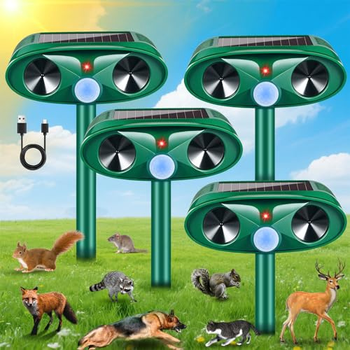 2026 Sonic Fortress Pro Deer Repellent Devices,Squirrel Racoon Repellent Outdoor Cat Deterrent Solar Ultrasonic Animal Repeller Outdoor Waterproof with Motion Sensor for Dog Rabbit for Yard Garden