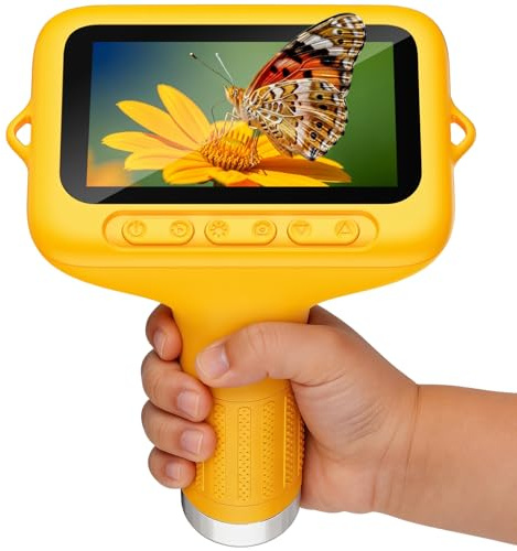 Eyoushow Microscopio per Bambini, 1080P HD 3.0 IPS Schermo Microscopio Digitale, con 8 Luci a LED, 1000X Ampliato, Microscopio Scienza Educazione Divertimento Regali di Compleanno 3-12 Anni Bambini