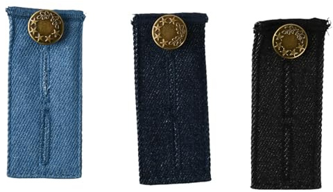 Daleweo 3 Piezas Extensor Pantalon Vaquero Elástico, 8.3x3.5cm Extensores de Botones Pantalon Ajustables, Botones para Vaqueros y Embarazada