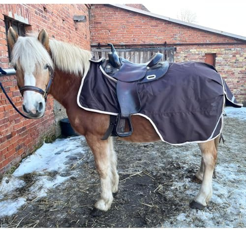 Brama-West Regen-Ausreitdecke Pferd 600D mit Fleecefutter - Active Ride Nierendecke - wasserdicht, Winddicht & atmungsaktiv – für Western & Englisch – Braun (125)