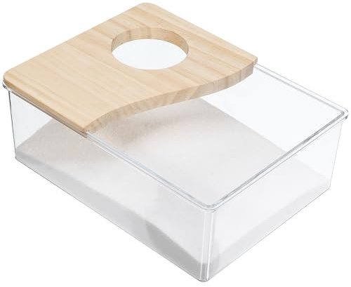 LALAFINA Durchsichtige Hamster Toilette Sandbadewanne aus Acryl und Holz