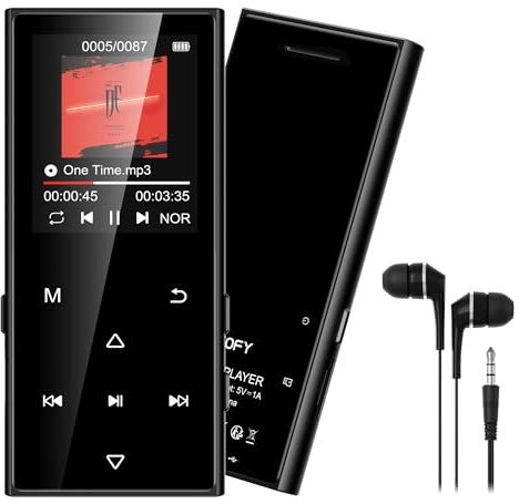 SWOFY 128GB MP3-Player Bluetooth 5.3, D50 1.8-Zoll-Screen & HiFi-Musik, mit Lautsprecher, FM-Radio, E-Book-Funktion und Aufnahmefunktion