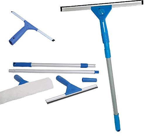 Unibos | Window Cleaning Kit, Window Cleaning Pole and Squeegee Cleaner with Aluminium Pole for High Windows Squeegee Head Indoor & Outdoor Glass Cleaner | Complete Kit | Extendable