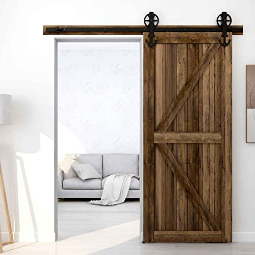 152cm/5FT Vintage Spoke Industrial Rad Schiebetür Barn Holz Innen Tür Schiebetürbeschlag Set Schiebetürsystem/sliding barn door hardware
