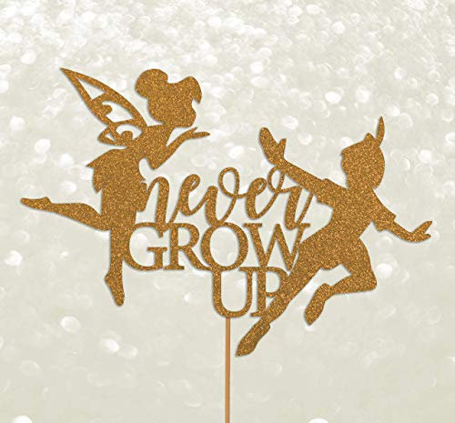 PETER PAN never grow up fairy tinkerbell cake topper 500gsm thick glitter cardstock