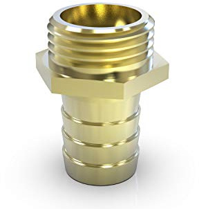 ABA Beul 10010.523.2 Gewinde-Schlauchstutzen mit Sechskant und Außengewinde 1/2 x 13 mm, Messing
