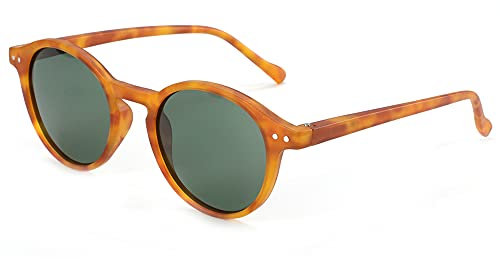 ZENOTTIC Sonnenbrille Polarisiert Rund Retro Klassisch UV 400 Schutz Vintage Rahmen f¨¹r Herren Damen ¡ (BRAUNES DEMI + GRÜN)