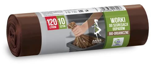 ANNA ZARADNA ST-AZ-017027 - Sacchi separati per rifiuti organici, resistenti agli strappi, 120 l, 10 pezzi, per la spazzatura domestica, ufficio, in pellicola di polietilene di polietilene di