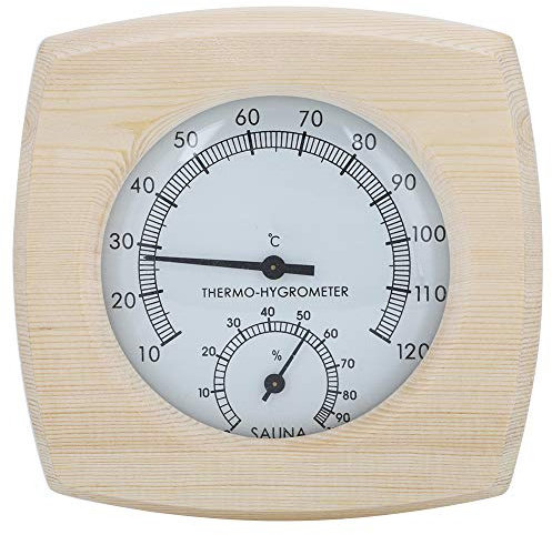 Bastu termohygrometer , dekorativ hygrothermograf termometer hygrometer 13 , 5 x 13 x 2 , 5 cm trä gjord temperaturvisning för badrum bastu rum tillbehör