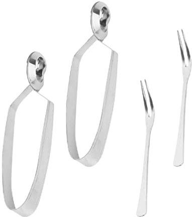 Hemoton Lot de 4 pinces à escargots en acier inoxydable avec fourchette à escargot, pince à fruits de mer, ustensiles, vaisselle pour maison, restaurant, fête