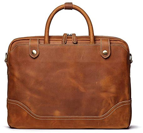 TUZECH Handgefertigte Laptop-Kuriertasche, Büro-Aktentasche, College-Tasche, Ledertasche, für Damen und Herren (40,6 cm)