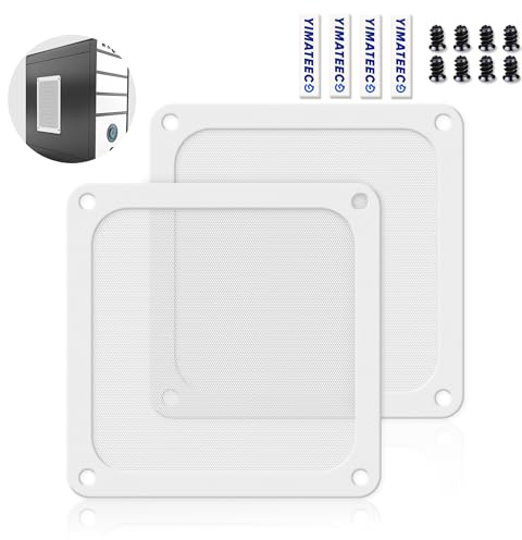 YIMATEECO Dammfilter PC 140 mm datorfläktfilter grillar för datorkylare fläkt/PSU/routrar 50 nät, magnetisk ram PC kylfilter dammtätt nät (PVC, 140 x 140 mm, 2 st, vit)
