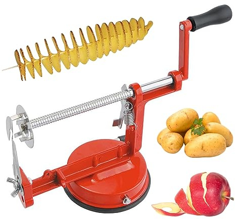 Potato Spiral Cutter 3 in 1 Potato Peeler Machine Stainless Steel Vegetable Cutter Adjustable Fruit Peeler Machine with Suction Cup for Home Kitchen Peeler and Corer Machine Fruit Peeler Machine