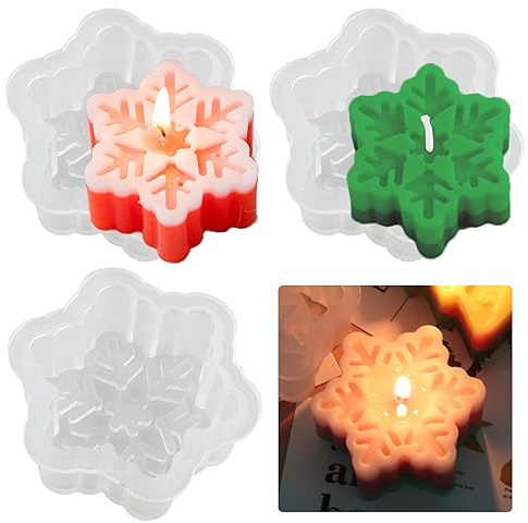 3 Stück Schneeflocke Kerzenform Weihnachten Schneeflocke Silikonform Seifenform Silikon Kerzenformen Epoxidharz Formen Weihnachten Kerzen Gießen Form DIY Handwerk