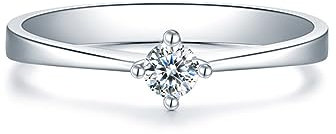 AMDXD Hochzeitsring Diamant, Antragsring Freundschaftsringe Platin PT950 Klassisch Ring Weiß, Gr.70 (22.3), Echter Schmuck