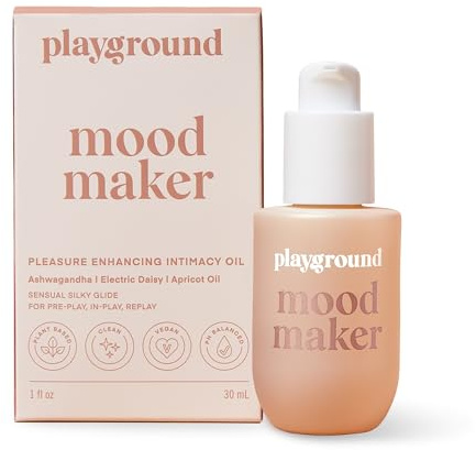 Playground Mood Maker Intimacy Oil, Organic Pleasure Enhancer with Ashwagandha, Reishi & Cordyceps, Pleasure Enhancing, Organic, Hydration, Travel Friendly Formula, 1 Fl. Oz.