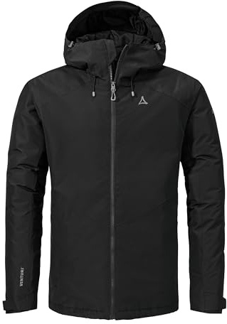 Schöffel Herren Ins Jacket Style Wildkar MNS, wetterfeste Outdoorjacke mit 2-Wege-Stretch, atmungsaktiver, wasserdichter Anorak mit verstellbarer Kapuze, black, 56