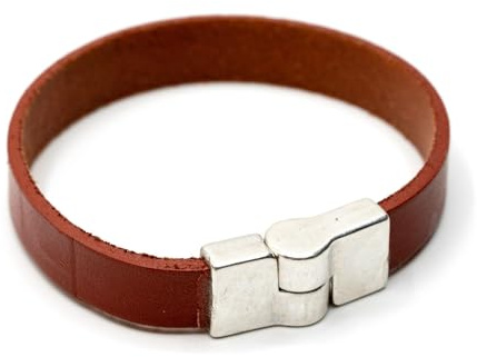 Miniblings Lederarmband Herrenarmband hellbraun Leder Armband 10mm Magnet G | Am Handgelenk getragen, gefertigt in Berlin, mit Mädchen