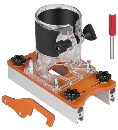 EFUTURETIME Holzfräser Werkzeug Schlitzhalterung Set, Holz-Router-Basis Locator mit 1/4 Fräser für 65 mm Oberfräse, Frässchablone Oberfräse Zubehör für Kanten, Schlitze, 0–5 cm Brett