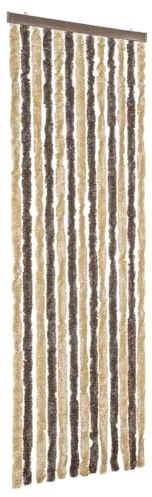 vidaXL Rideau Anti-Mouches, Store Anti-Insectes avec Crochet, Rideau de Porte Longueur et Largeur Réglables, Marron Foncé et Beige 56x200 cm Chenille