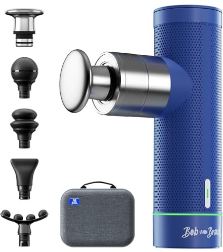 BOB AND BRAD A7 Mini Massagepistole – Tragbare Tiefenmassagegerät mit 11MM Amplitude, Metallmassageköpfen, USB C Schnellladung, Perfekt für Muskelentspannung und Schmerzlinderung, Blau