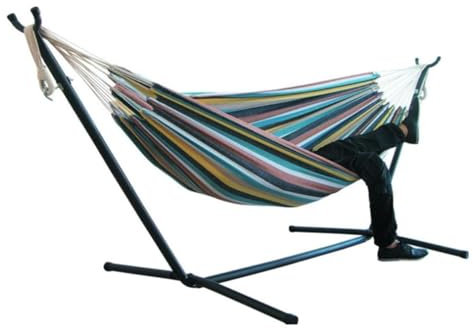 Bimhayuu Hängematte Outdoor Camping Poly-Baumwolle Hängematten 200 x 150CM Gesamtlänge Tragbar Reise Hängematte Atmungsaktiv Hammock für Hängematten-Ständer Garten Camping Strand Balkon (C)