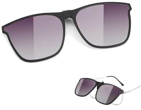 Generisch Sonnenbrille Clip, sonnenbrillen clip für brille, Polarisiert Clip auf Sonnenbrillen, UV400 Sonnenbrille Clip, sonnenbrille zum aufstecken, Polarisierte Clip-on Nachtfahrbrille (Lila)