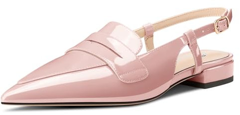 CASTAMERE Donna Rosa Pallido Slingback Flache 35 EU Loafers Pumps Basso Tacco Heel Chiusa a Punta Slip-on Scarpe Ufficio Casual Dress 2 CM Heels