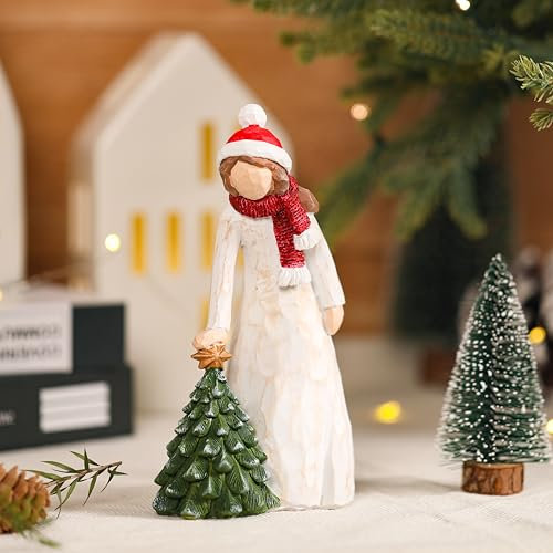 Alupssuc Weihnachtsbaum Figur aus Harz, Elegante Weibliche Statue Deko für Frauen, Geschenk für Beste Freundin oder Schwester, Weihnachtsdekoration für Zuhause