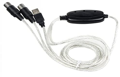 Miskall Cavo MIDI USB, Cavo adattatore interfaccia MIDI a USB per pianoforte elettronico 2 in 1 Cavo convertitore MIDI USB pratico e stabile per studio musicale domestico