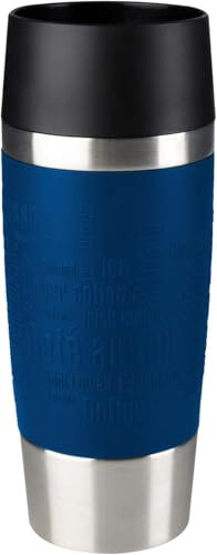 Tefal Travel Mug Classic Blue, Comfort Screw Lid, Quick Press, Soft-Touch Sleeve, Travel-Ready, Reusable, 100% Leak-Proof, Keeps Drinks Cold (8 hrs) and Hot (4 hrs), 360° Drinking, N2020310