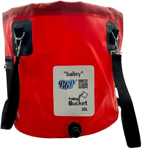 PBP Bailey praktischer, faltbarer Allzweckeimer, 30 l Fassungsvermögen, mit Schnellschlauchanschluss (rot)