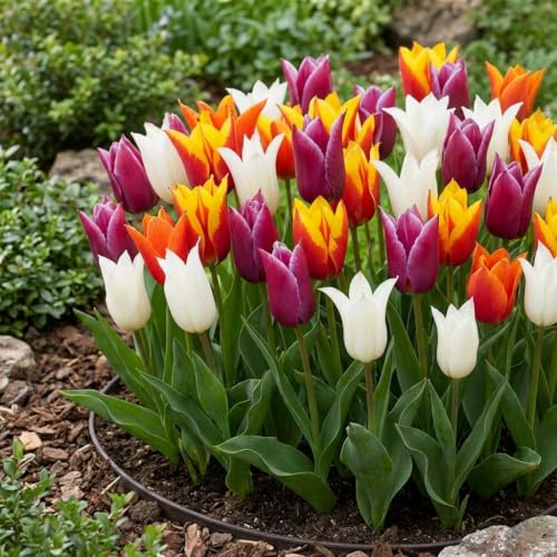 FLORIUM - 20 cipolle a tulipani rosa e bianco, collezione Double Delight (20 cipolle), miscela di olanda, resistente all'inverno e decorazione perenne, per giardino, balcone, vasi (non semi)